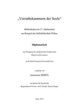 „Vorrathskammern Der Seele“