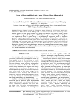 Status of Homestead Biodiversity in the Offshore Island of Bangladesh