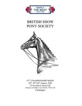 51ST CHAMPIONSHIP SHOW 28Th, 29Th,30Th August, 2020 to Be Held at Arena UK Allington, Grantham, Lincolnshire