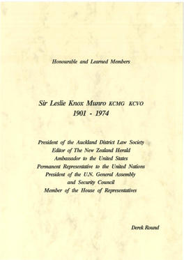 Sir Leslie Knox Munro KCMG KCVO 1901 - 1974