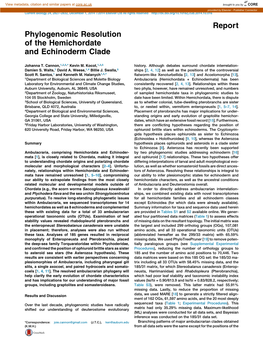 Phylogenomic Resolution of the Hemichordate and Echinoderm Clade