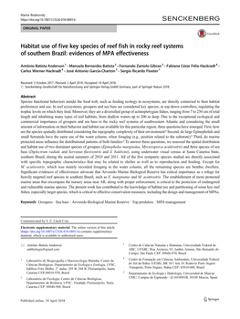 Habitat Use of Five Key Species of Reef Fish in Rocky Reef Systems of Southern Brazil: Evidences of MPA Effectiveness