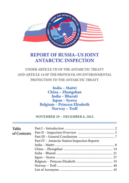 Report of Russia–Us Joint Antarctic Inspection