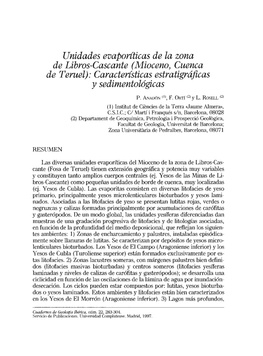 Unidades Evaporíticas De La Zona De Libros-Cascante (Mioceno, Cuenca De Teruel): Características Estratigráficas Y Sedimentológicas