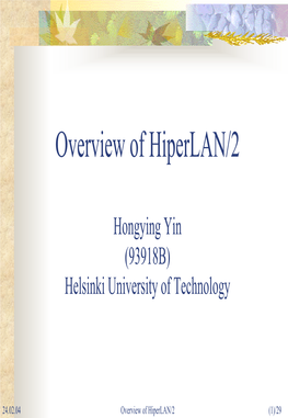 Overview of Hiperlan/2