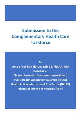 Submission to the Complementary Health Care Taskforce
