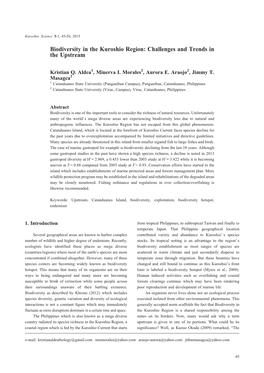 Biodiversity in the Kuroshio Region: Challenges and Trends in the Upstream