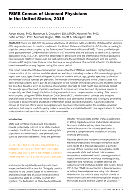 FSMB Census of Licensed Physicians in the United States, 2018