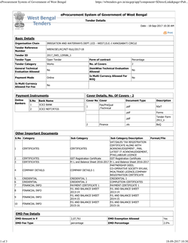 Eprocurement System of Government of West Bengal