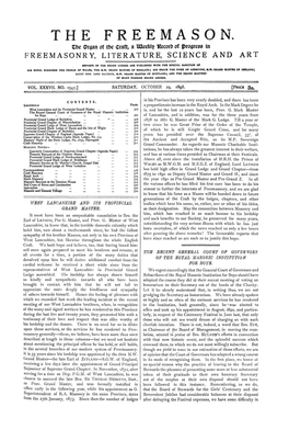 WEST LANCASHIRE and ITS PROVINCIAL GRAND MASTER. It