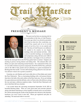 President's Message in This Issue