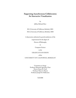 Supporting Asynchronous Collaboration for Interactive Visualization