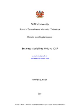 Business Modelling: UML Vs. IDEF