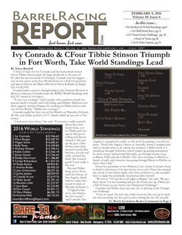Ivy Conrado & Cfour Tibbie Stinson Triumph in Fort Worth, Take World