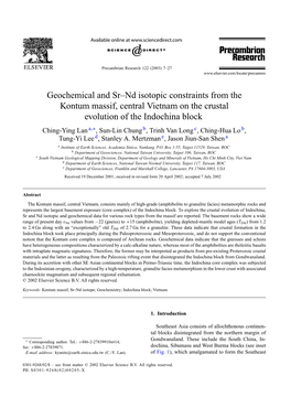 Geochemical and Sr–Nd Isotopic Constraints from the Kontum Massif