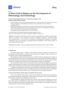 A Short Critical History on the Development of Meteorology and Climatology