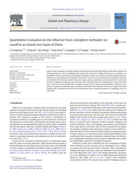 Quantitative Evaluation on the Influence from Cryosphere