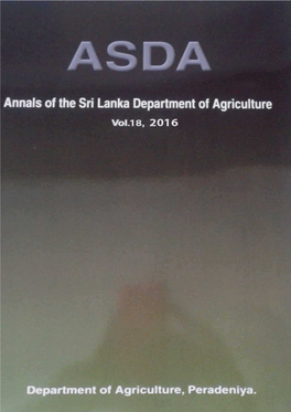 Annals of the Sri Lanka Department of Agriculture ASDA 2016