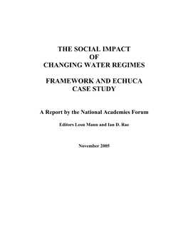 The Social Impact of Changing Water Regimes Framework