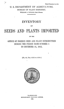 Seeds and Plants Imported