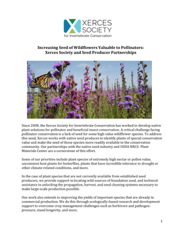 Increasing Seed of Wildflowers Valuable to Pollinators: Xerces Society and Seed Producer Partnerships