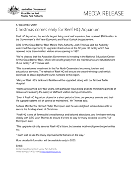 Christmas Comes Early for Reef HQ Aquarium