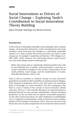 Exploring Tarde's Contribution to Social Innovation Theory Building