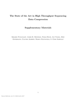 The State of the Art in High Throughput Sequencing Data Compression