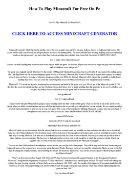 How to Play Minecraft for Free on Pc