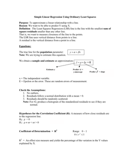 Linear Regression Using Ordinary Least Squares