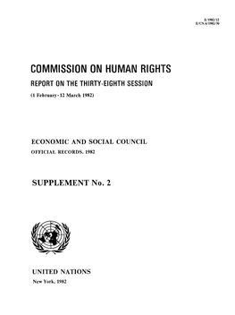 Commission on Human Rights Report on the Thirty-Eighth Session