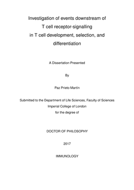 Investigation of Events Downstream of T Cell Receptor-Signalling in T Cell Development, Selection, and Differentiation