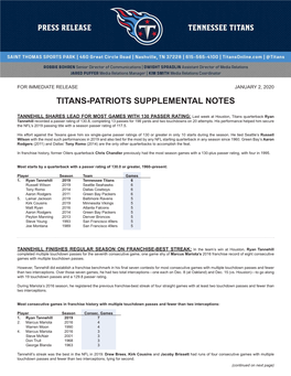 Titans-Patriots Supplemental Notes