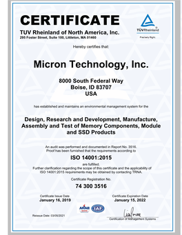 CERTIFICATE TUV Rheinland of North America, Inc