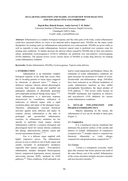 Ocular Inflammation and Nsaids: an Overview with Selective and Non-Selective Cox Inhibitors
