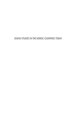 Jewish Studies in the Nordic Countries Today