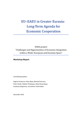 EU–EAEU in Greater Eurasia: Long-Term Agenda for Economic Cooperation