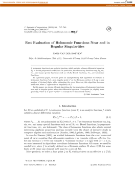 Fast Evaluation of Holonomic Functions Near and in Regular Singularities