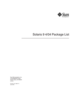 Solaris 9 4/04 Package List