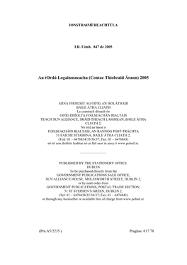 An Tordú Logainmneacha (Contae Thiobraid Árann) IR 847 De 2005