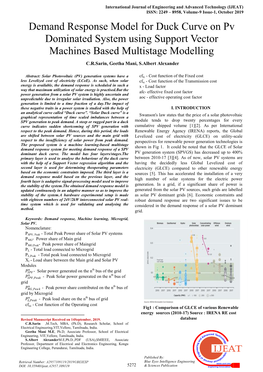 Demand Response Model for Duck Curve on Pv Dominated System Using Support Vector Machines Based Multistage Modelling