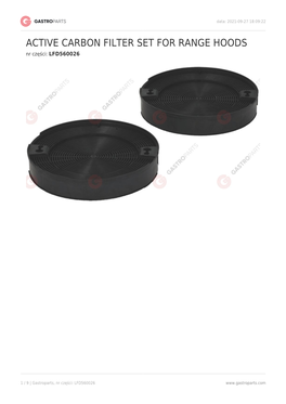 ACTIVE CARBON FILTER SET for RANGE HOODS Nr Części: LFD560026