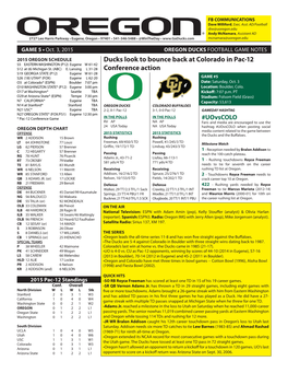Ducks Look to Bounce Back at Colorado in Pac-12 Conference
