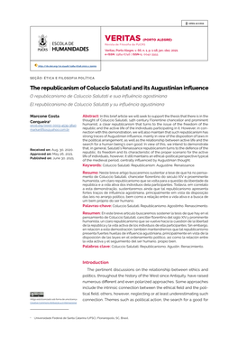 The Republicanism of Coluccio Salutati and Its Augustinian Influence