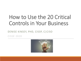 How to Use the 20 Critical Controls in Your Business