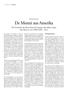 De Monni Aus Amerika Die Geschichte Des Hans Heinrich Leipziger Alias Albert Linger Alias Henry J