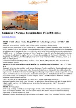 Khajuraho & Varanasi Excursion from Delhi (03 Nights)