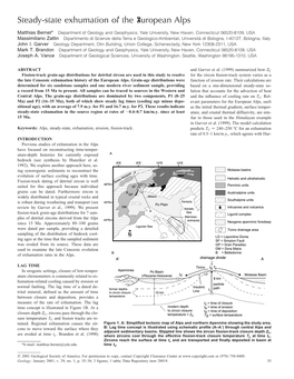 Steady-State Exhumation of the European Alps