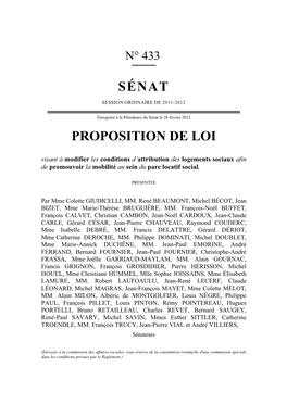 Sénat Proposition De