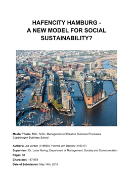 Hafencity Hamburg - a New Model for Social Sustainability?